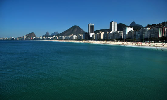 Leme and Copacabana beach sunny day. Rio de Janeiro 